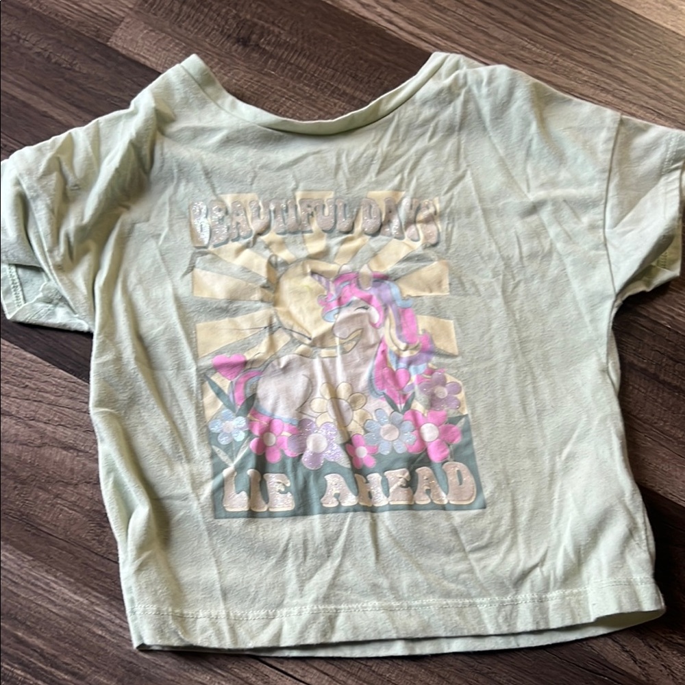 Unicorn Graphic Kids T-Shirt - Green